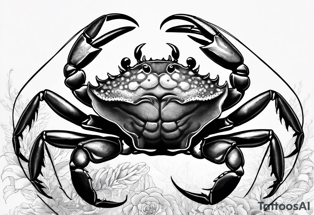 Crabs en blanco en negro con numero 69 tattoo idea