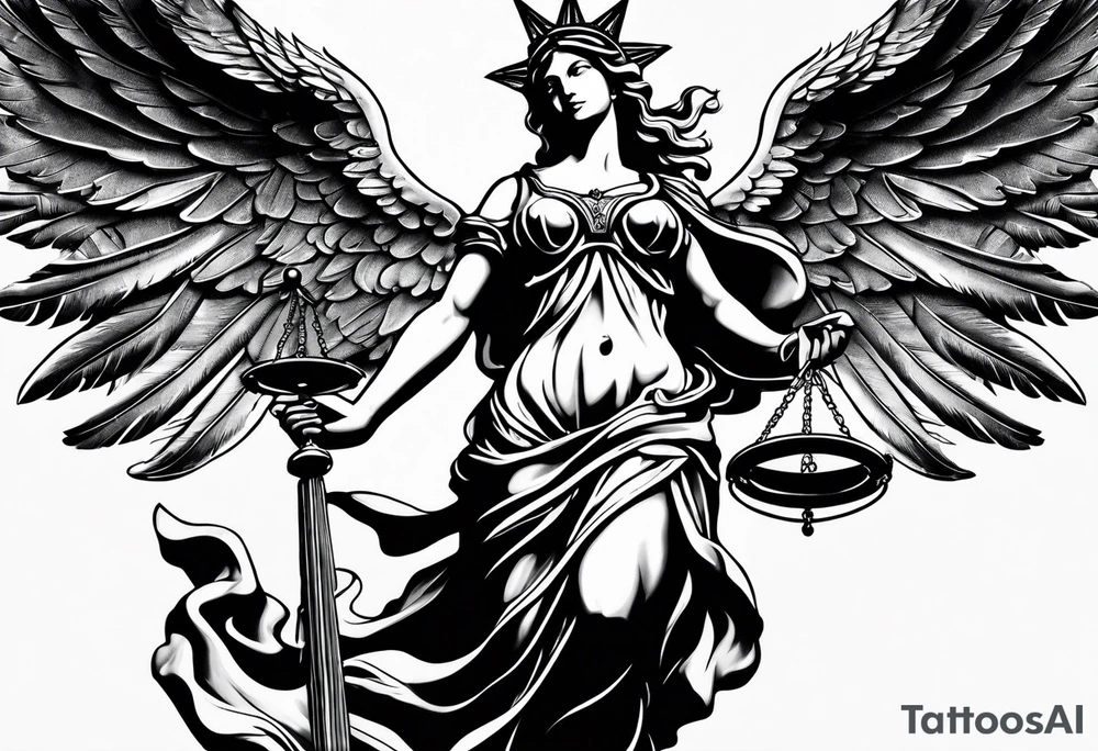 lady justice with wing tattoo idea