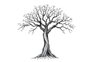 A tree with deep roots or blooming branches symbolizes personal growth tattoo idea