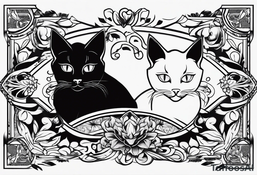 pop-art style black cat tattoo idea