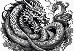 dragon fighting with snake tattoo idea