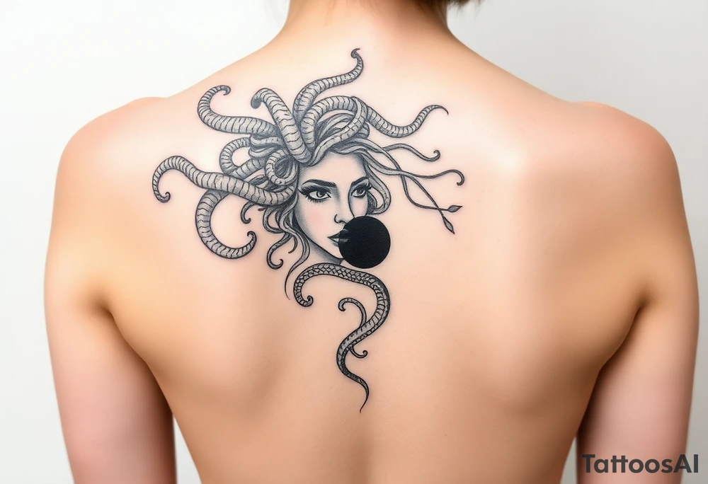 Medusa tattoo with the semi colon symbolism. For rape survivor tattoo idea