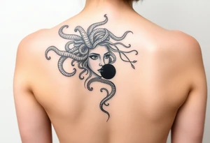 Medusa tattoo with the semi colon symbolism. For rape survivor tattoo idea