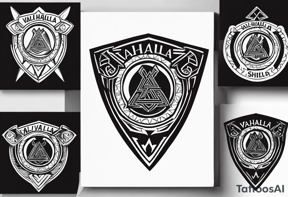 Valhalla shield sword axe Valknut tattoo idea
