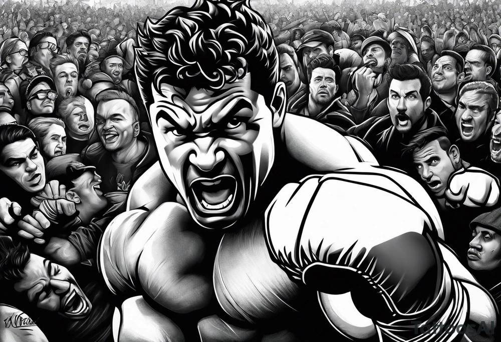 raging bull busting through crowd tattoo idea raging bull busting through crowd tattoo idea