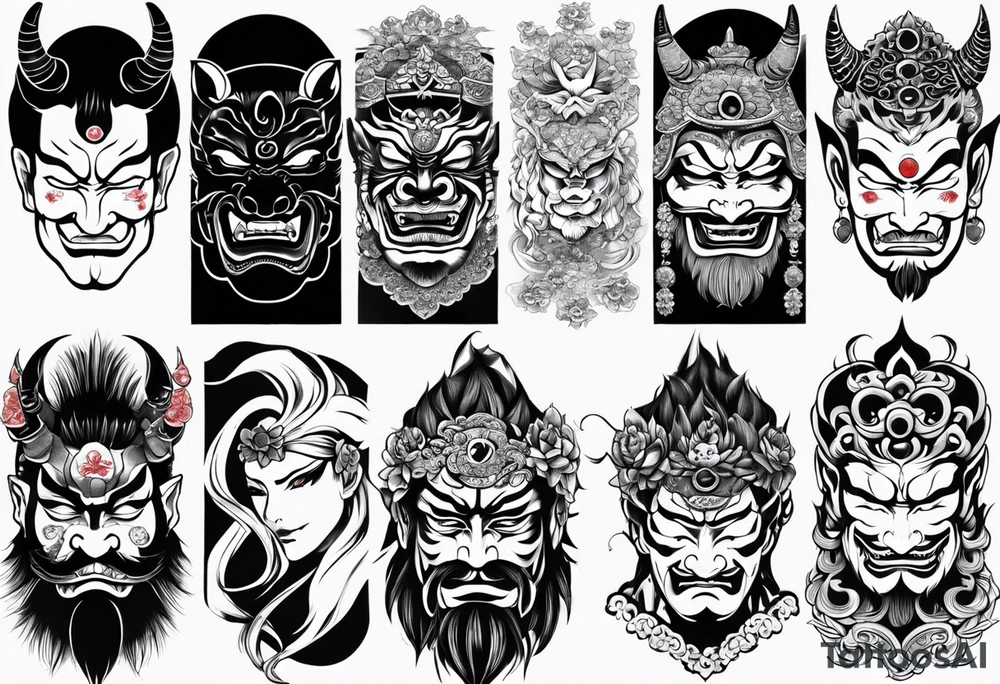 The Japanese say you have three faces. The first face, you show to the world. The second face, you show to your close friends and your family. The third face, you never show anyone. japanese demon tattoo idea tattoo idea
