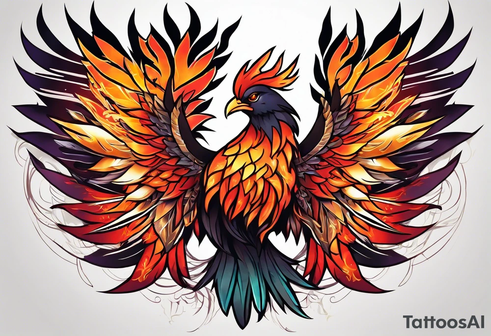 little pheonix in fire tattoo idea