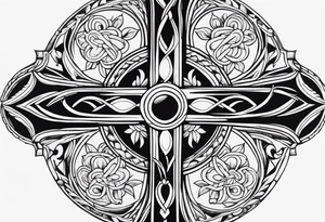 Simple cross tattoo with designs around it tattoo idea
