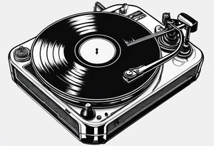 A recordplayer fineline minimalistic roftop from above tattoo idea