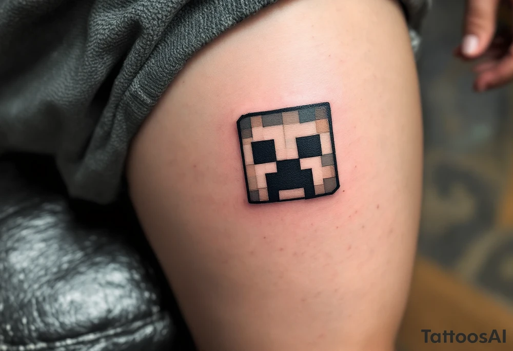 Small Minecraft creeper head block smaller tattoo idea