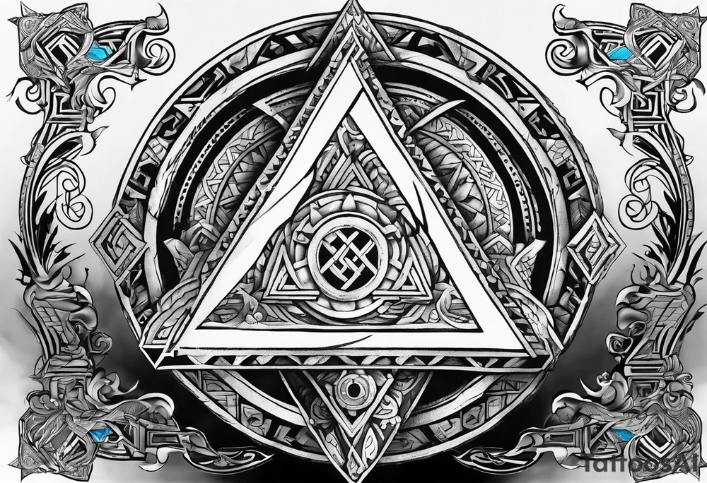 Valhalla shield valknut axe steps tattoo idea