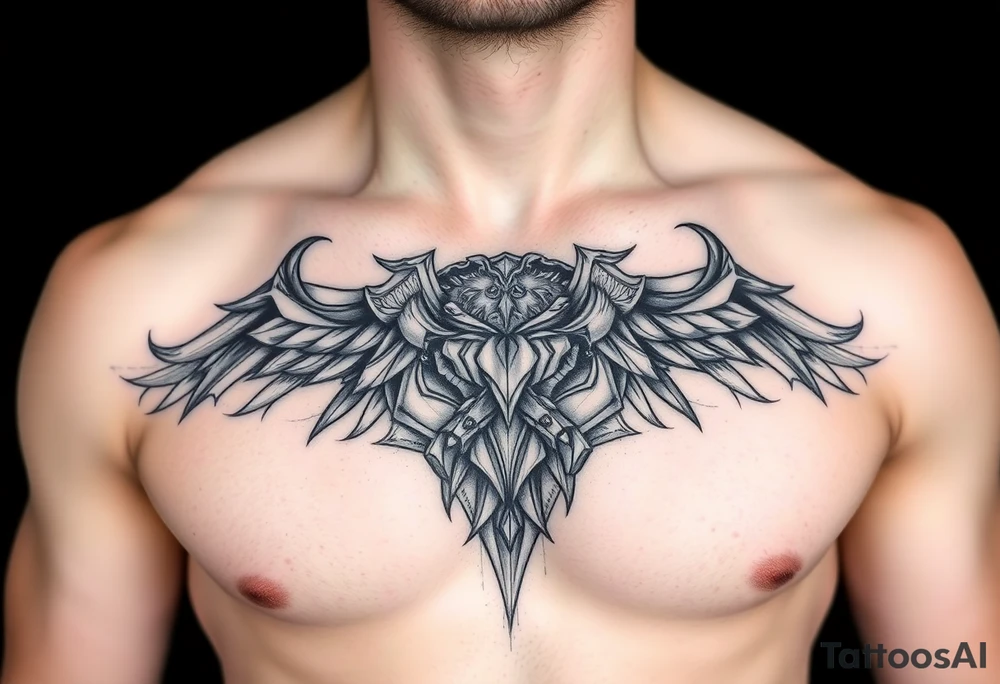 chest with solider tattoo idea