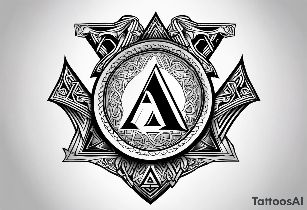 Valhalla sword shield axe Valknut fog tattoo idea