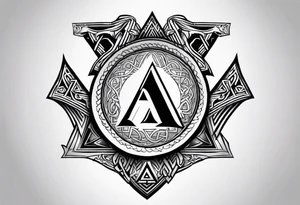 Valhalla sword shield axe Valknut fog tattoo idea