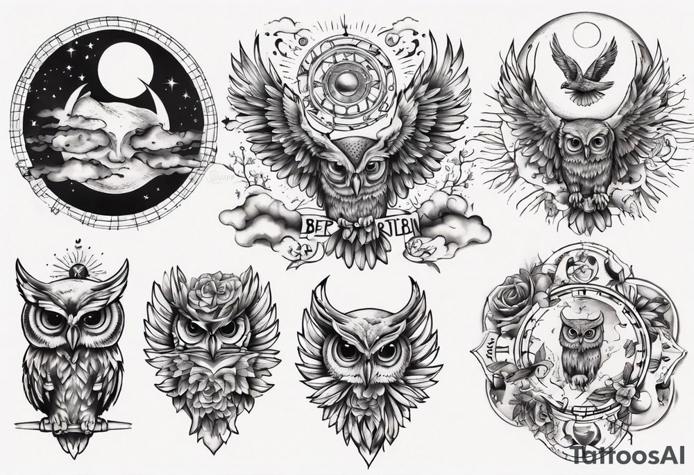 Mond und Sonne Eule 
 Berlin tattoo idea
