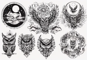 Mond und Sonne Eule 
 Berlin tattoo idea