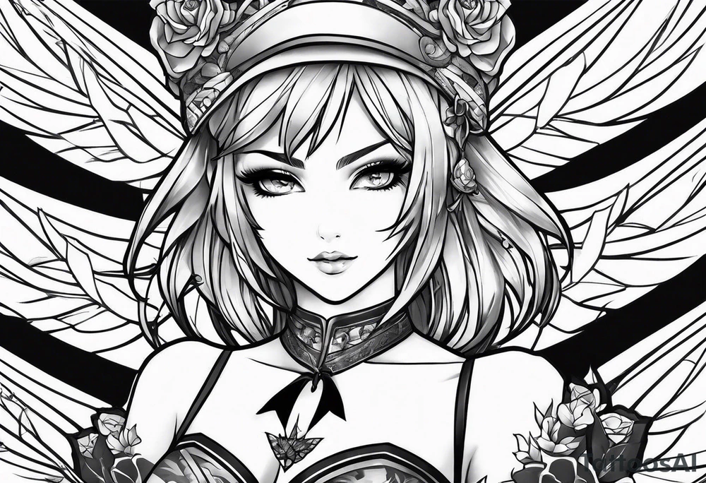 hot anime pinup tattoo idea
