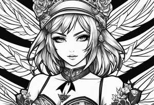 hot anime pinup tattoo idea