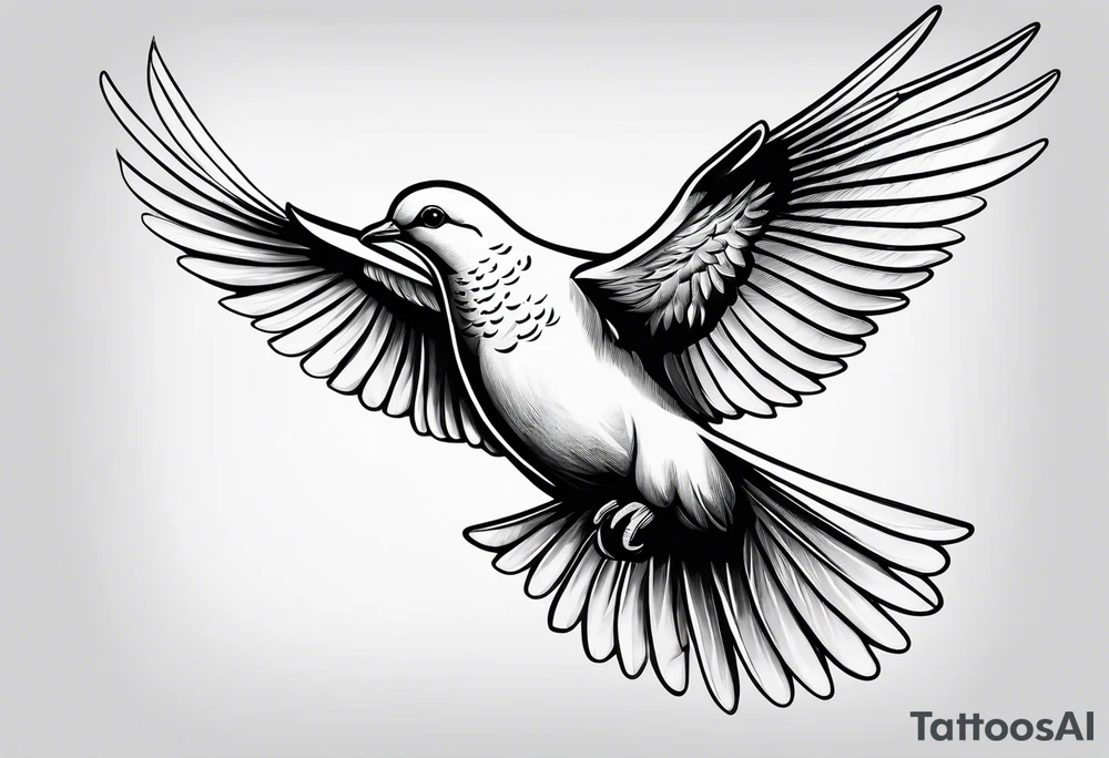Dove flying horizontally tattoo idea