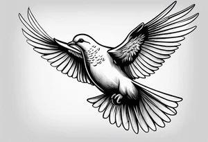 Dove flying horizontally tattoo idea