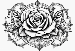 Tesseract with roses and stars around it tattoo idea