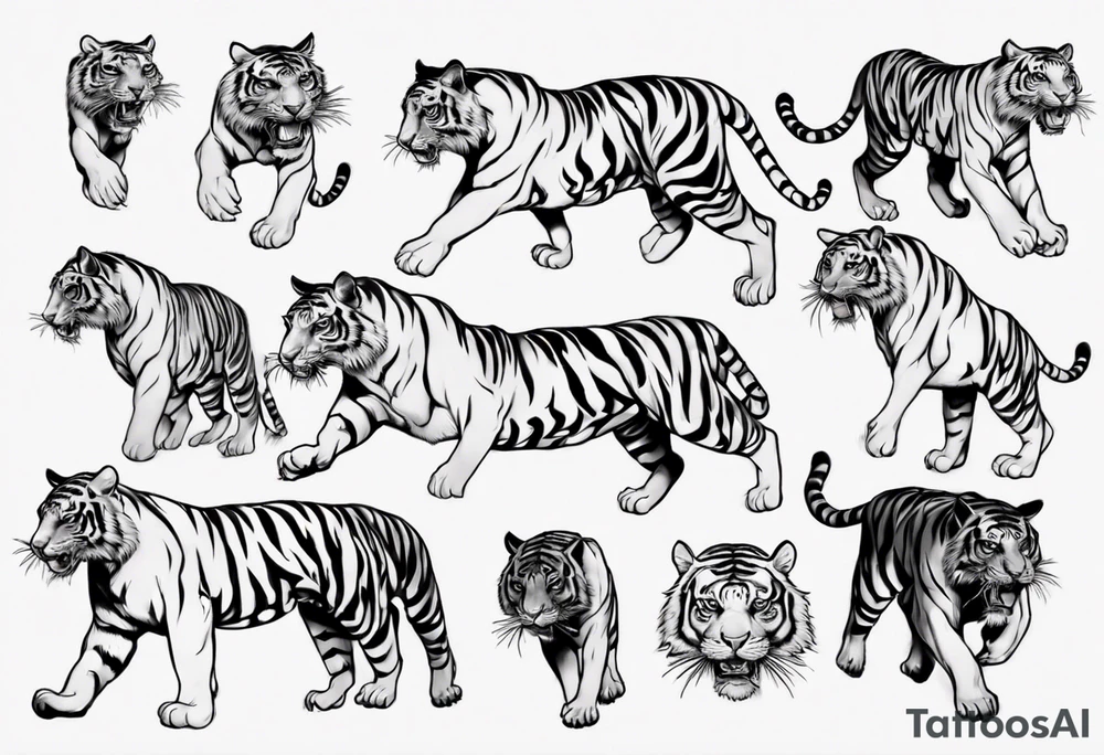 Tiger walks on fire tattoo idea
