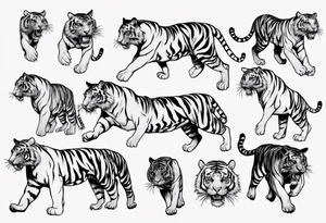 Tiger walks on fire tattoo idea