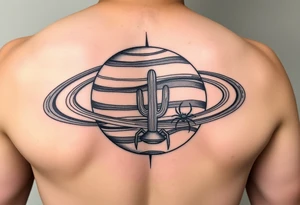 saturn with the rings being a rollercoaster track, and on the planet i want the cactus jack cactus, a spider and the yeat UFO tattoo idea