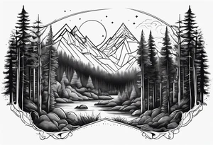 forest along the edges where the fires below and in the distance tattoo idea