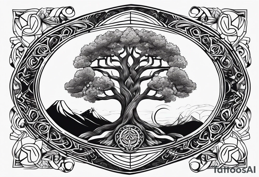 yggdrasil s ptákem tattoo idea