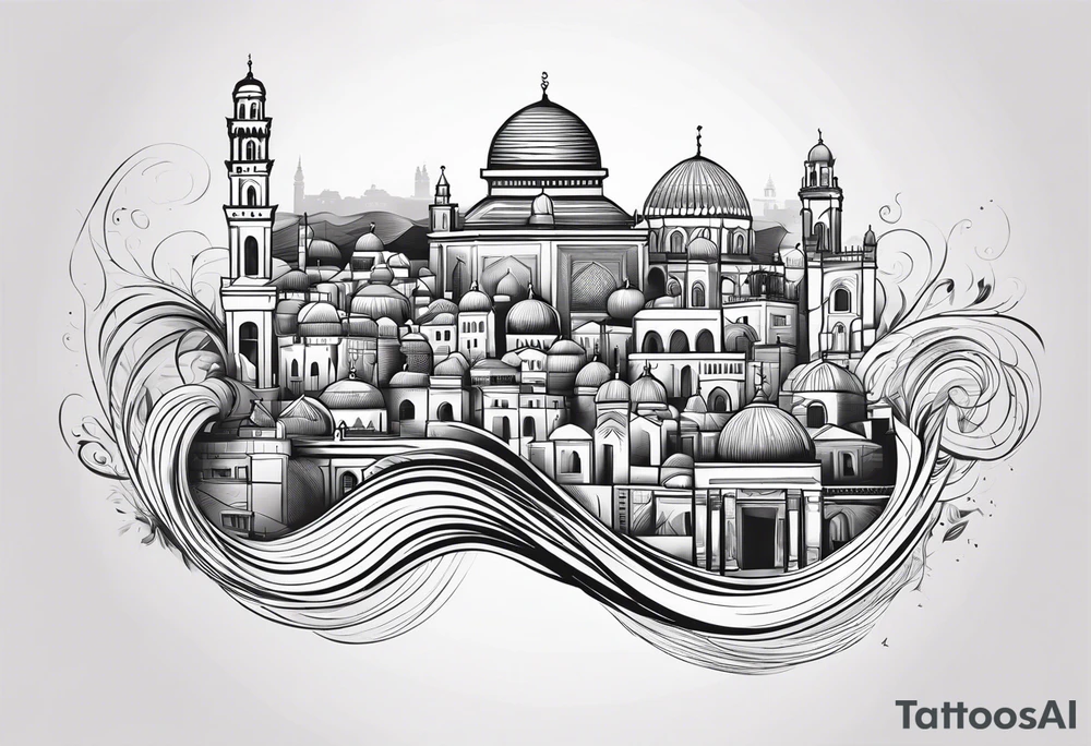 israel town  swirl vector tattoo idea
