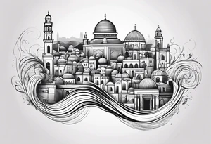 israel town  swirl vector tattoo idea
