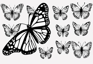 realistic monarch butterfly simple black outline landed on a finger tattoo idea