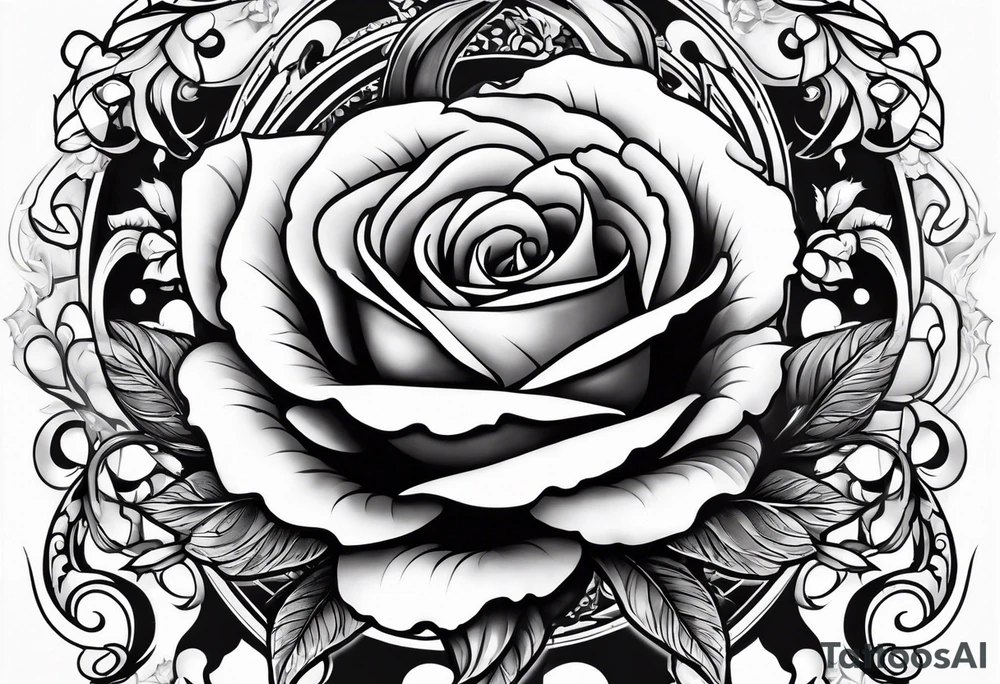 cross blended with rose tattoo idea