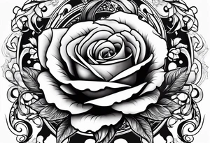 cross blended with rose tattoo idea