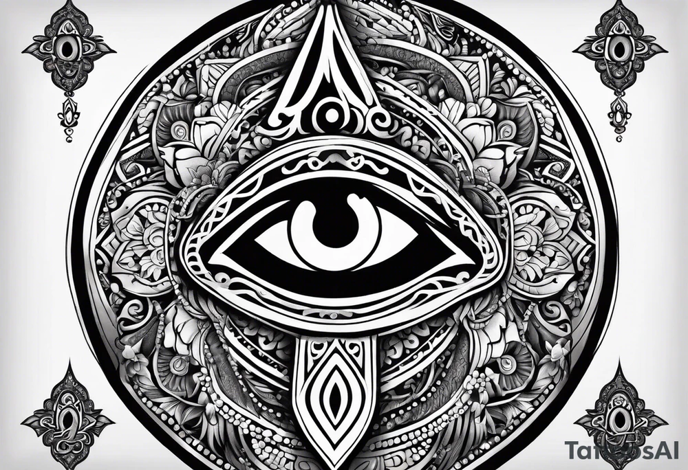 Hamsa, evil eye and ankh tattoo idea