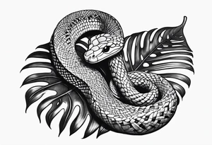 Little snake with monstera tattoo idea