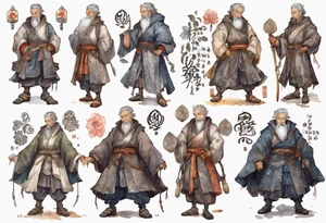 a tall, handsome middle-aged man with salt-and-pepper hair, brown skin, grey eyes wearing medieval clothing standing tattoo idea