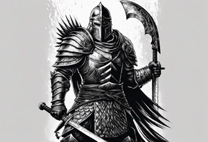 Guts from berserk with his sword in berserker armour tattoo idea