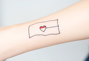 A minimalist Czech flag (blue, white, red) outline, with delicate shading and a small heart incorporated into the design. tattoo idea
