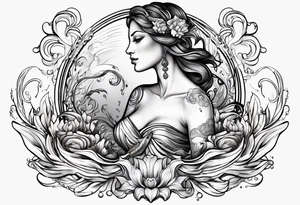 Aquarius, water bearer, person woman pouring that turns into stuff tattoo idea