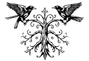 Irish family tree with 3 ravens tattoo idea
