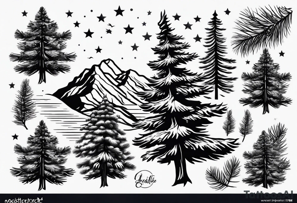 pine tree arm band tattoo idea