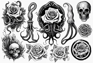 lovecraft theme with tentacle
and rose tattoo idea