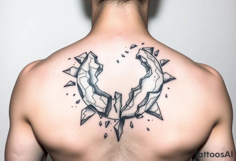 A shattered earth some pieces are crumbling off the Earth tattoo idea