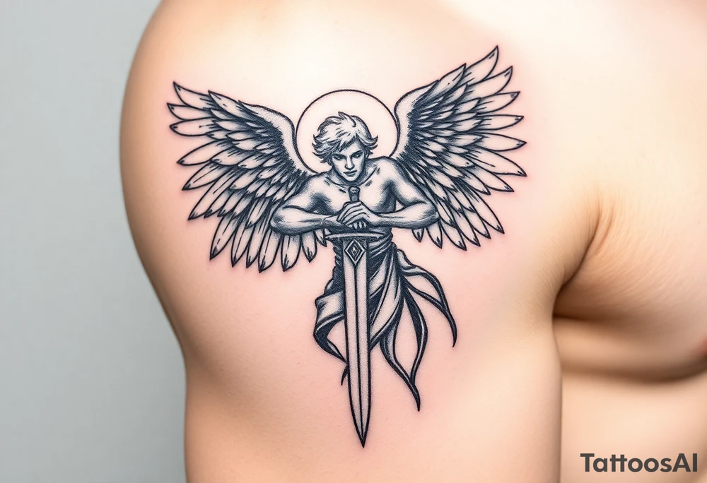Archangel with a sword tattoo idea