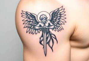 Archangel with a sword tattoo idea