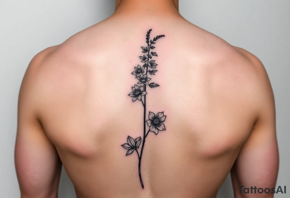 larkspur + hawthorne sleave tattoo, red ink tattoo idea