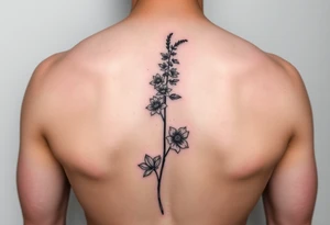larkspur + hawthorne sleave tattoo, red ink tattoo idea