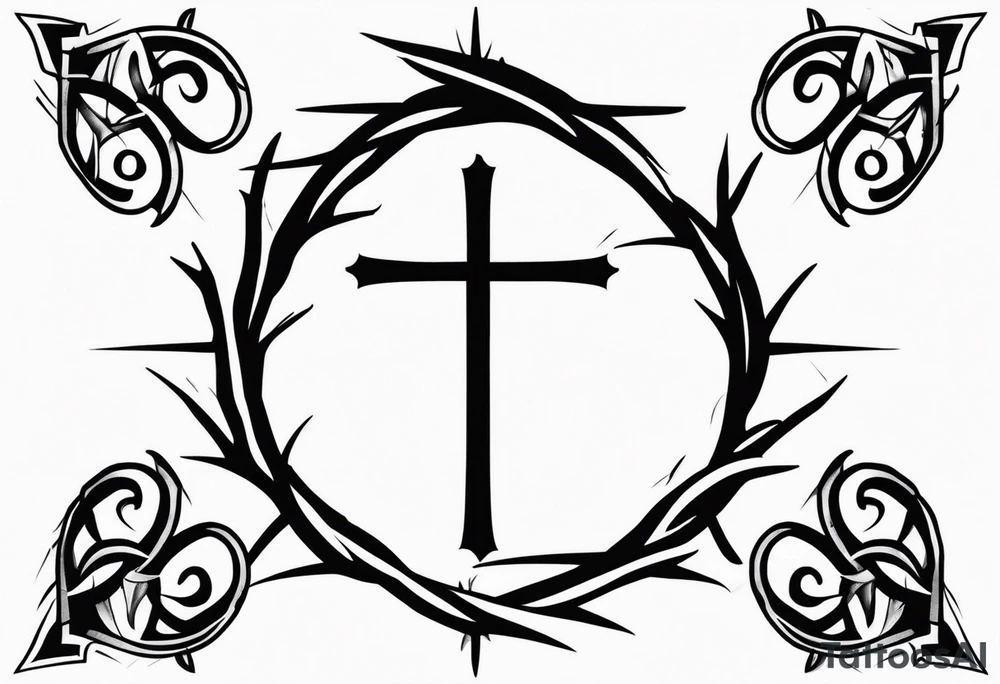crown of thorns on the cross tattoo idea